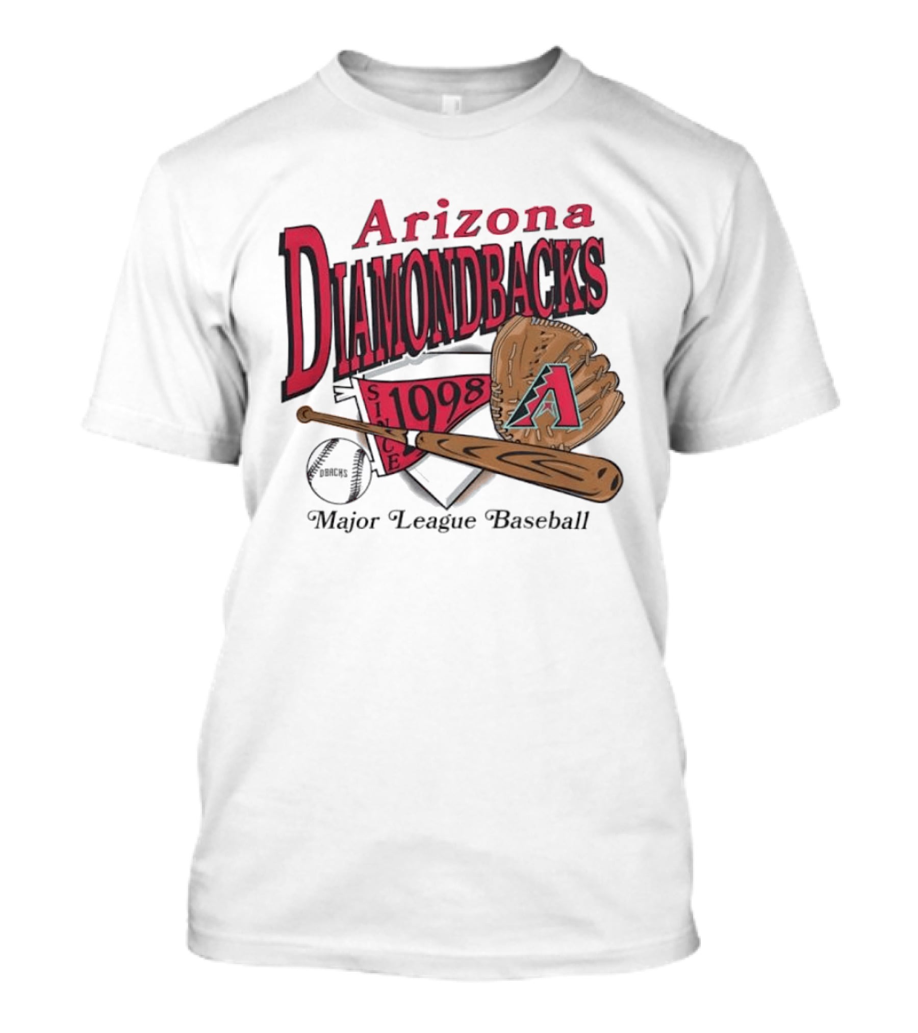 Arizona Diamondbacks Since 1998 Baseball Glove And Bat Major League T-Shirt