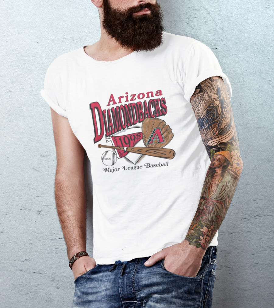 Arizona Diamondbacks Since 1998 Baseball Glove And Bat Major League T-Shirt
