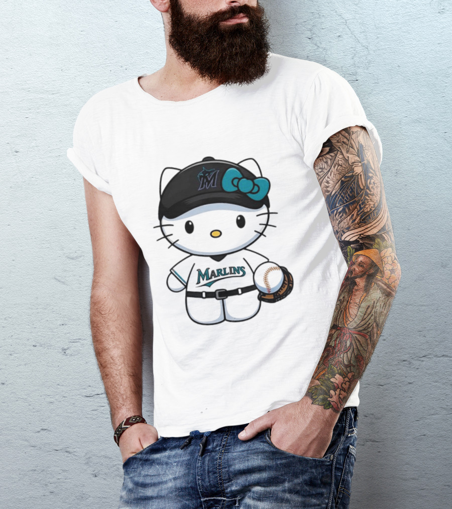 Hello Kitty Miami Marlins MLB Baseball Fan Merchandise T-Shirt