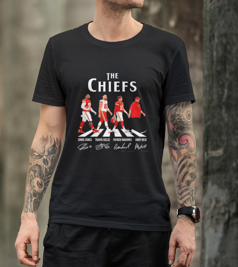 The Chiefs Abbey Road Chris Jones Travis Kelce Patrick Mahomes Andy Reid T-Shirt