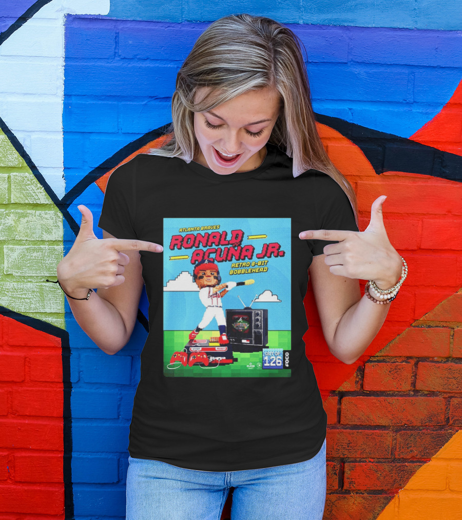 Atlanta Braves Ronald Acuna Jr. Retro 8 Bit Bobblehead Game Controller TV T-Shirt