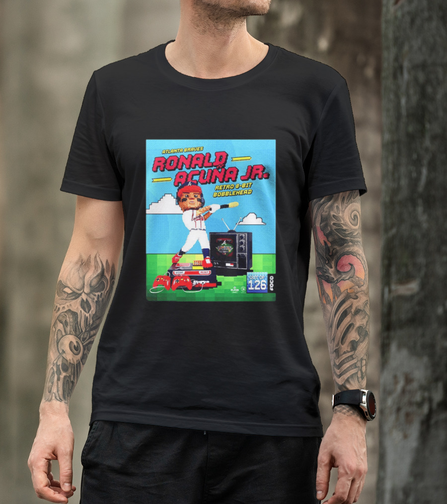 Atlanta Braves Ronald Acuna Jr. Retro 8 Bit Bobblehead Game Controller TV T-Shirt