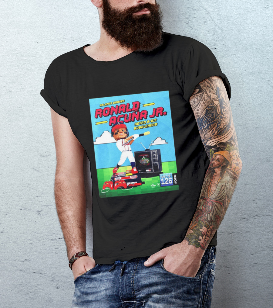 Atlanta Braves Ronald Acuna Jr. Retro 8 Bit Bobblehead Game Controller TV T-Shirt