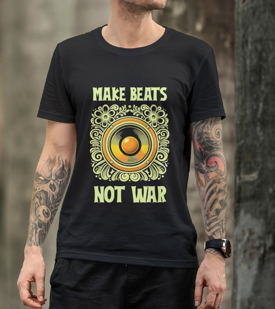 Make Beats Not War Boho Hippy Music Speaker T-Shirt