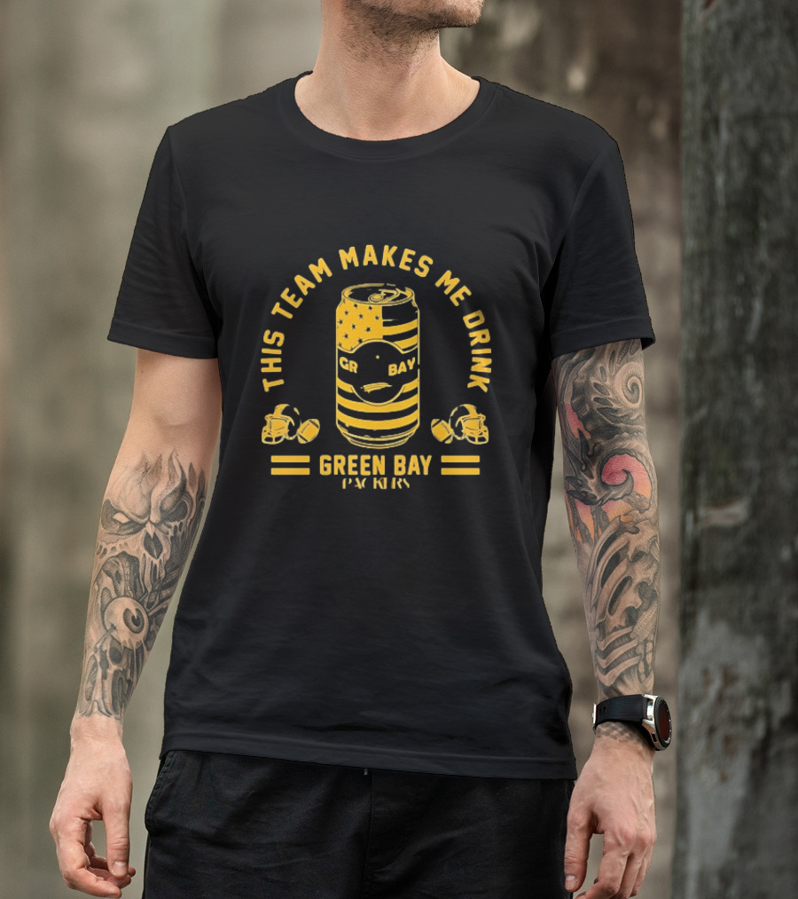 This Team Makes Me Drink Beer Green Bay Packers Football Can Helmets T-Shirt