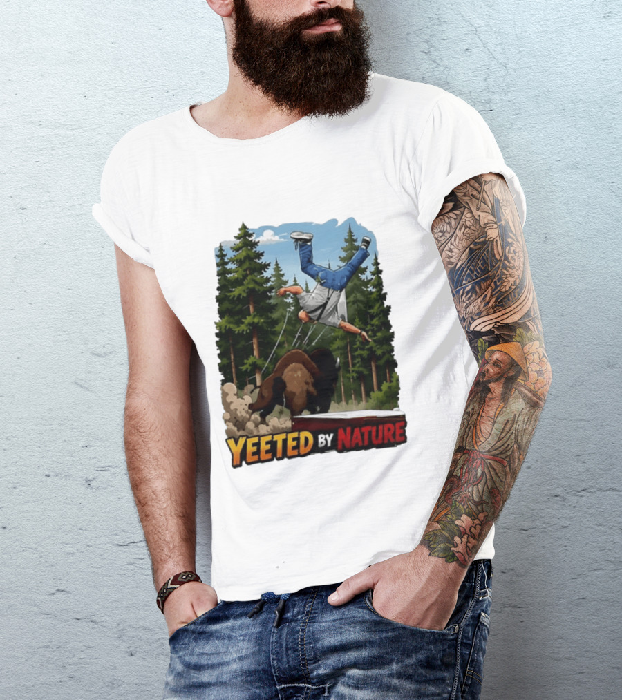 Bison Tossing Tourist Adventure Yeeted By Nature Comedy T-Shirt