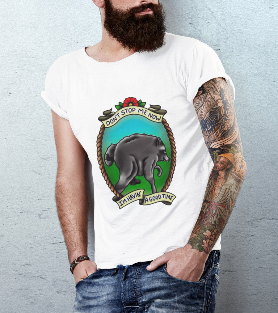 Dancing Wolf Don't Stop Me Now I'm Havin' A Good Time T-Shirt