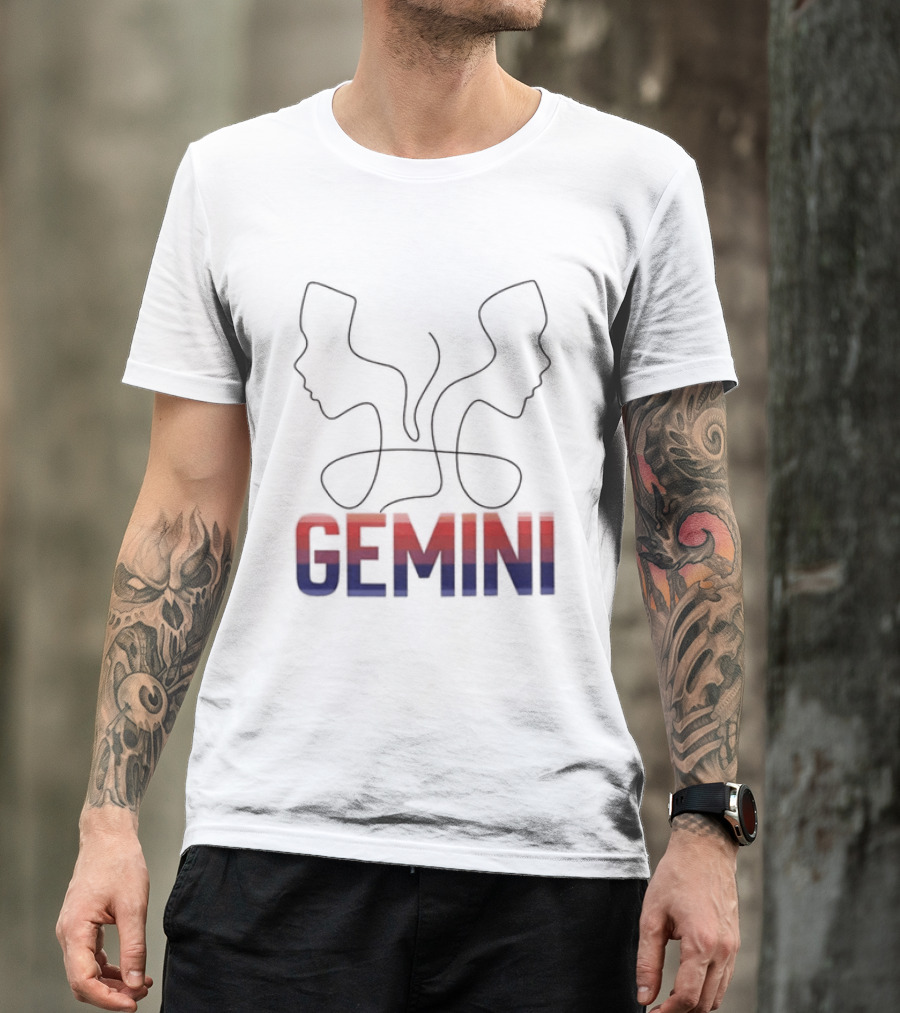 Gemini Zodiac Rainbow Outline LGBTQ Pride T-Shirt