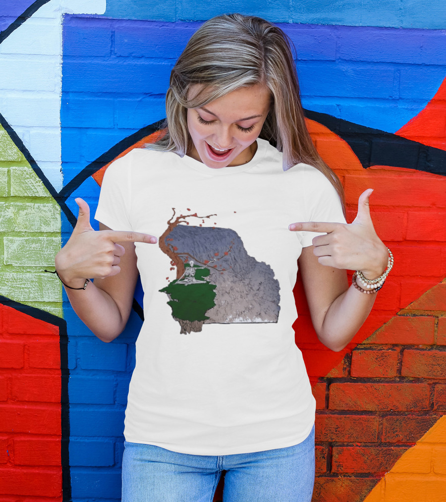 Grateful Dead Skeleton Meditating Under Flowering Tree T-Shirt