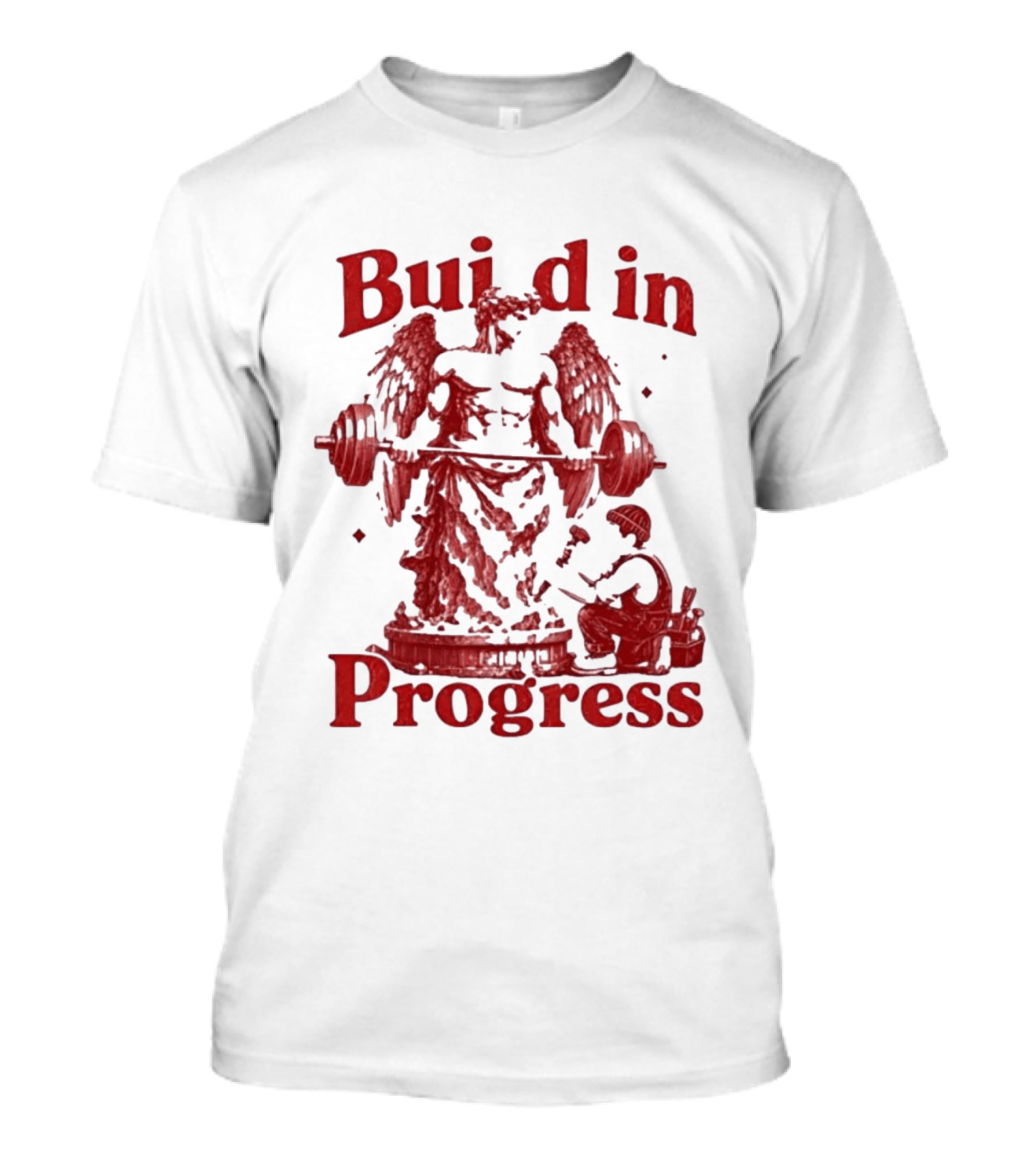 Staticloom Supply Angel Build In Progress Lifting Weight T-Shirt