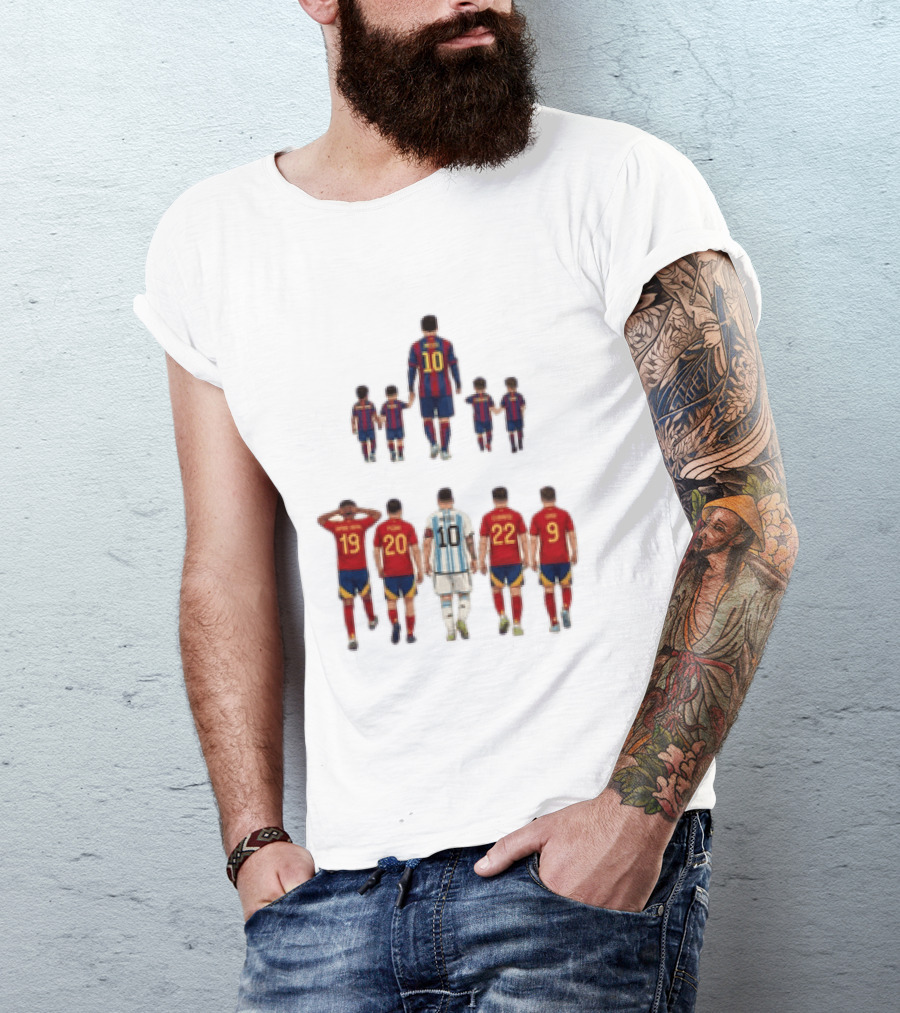 Lionel Messi With Lamine Yamal Pedri Gavi Football Legends T-Shirt