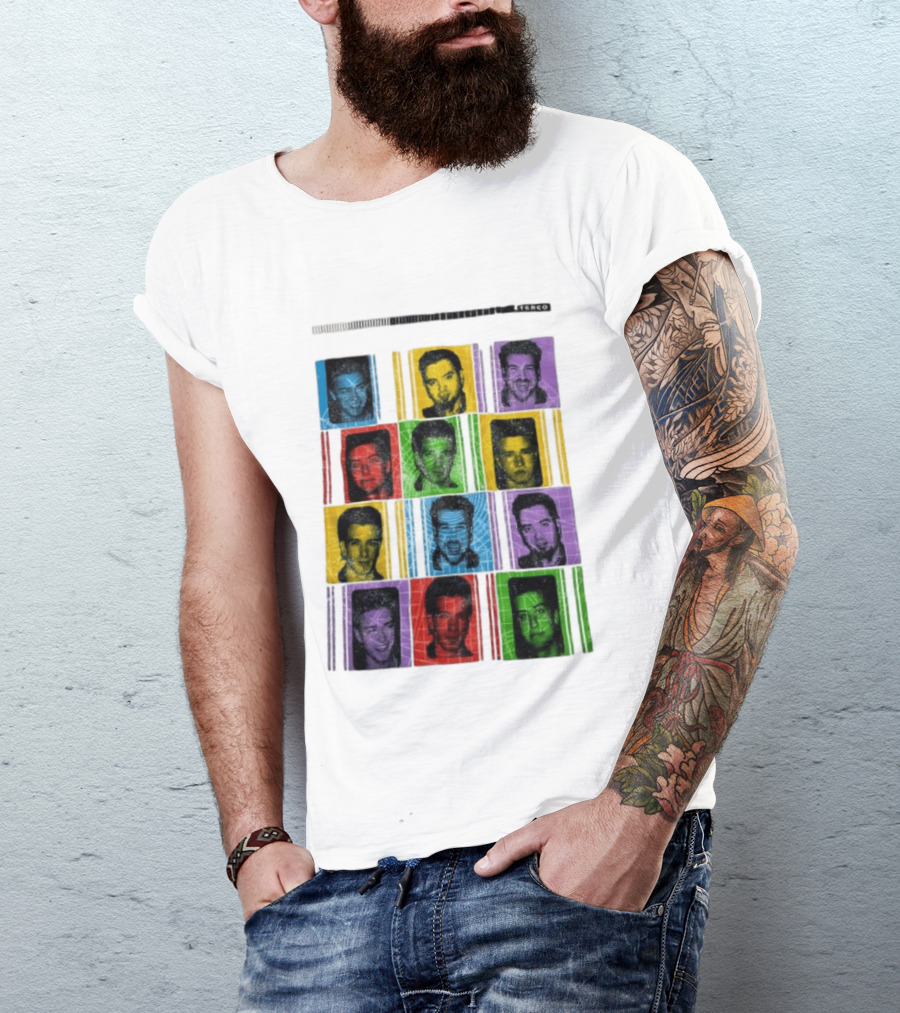 NSYNC Justin Timberlake JC Chasez Joey Fatone Lance Bass Chris Kirkpatrick Vibrant Portrait Grid Stereo Bars T-Shirt