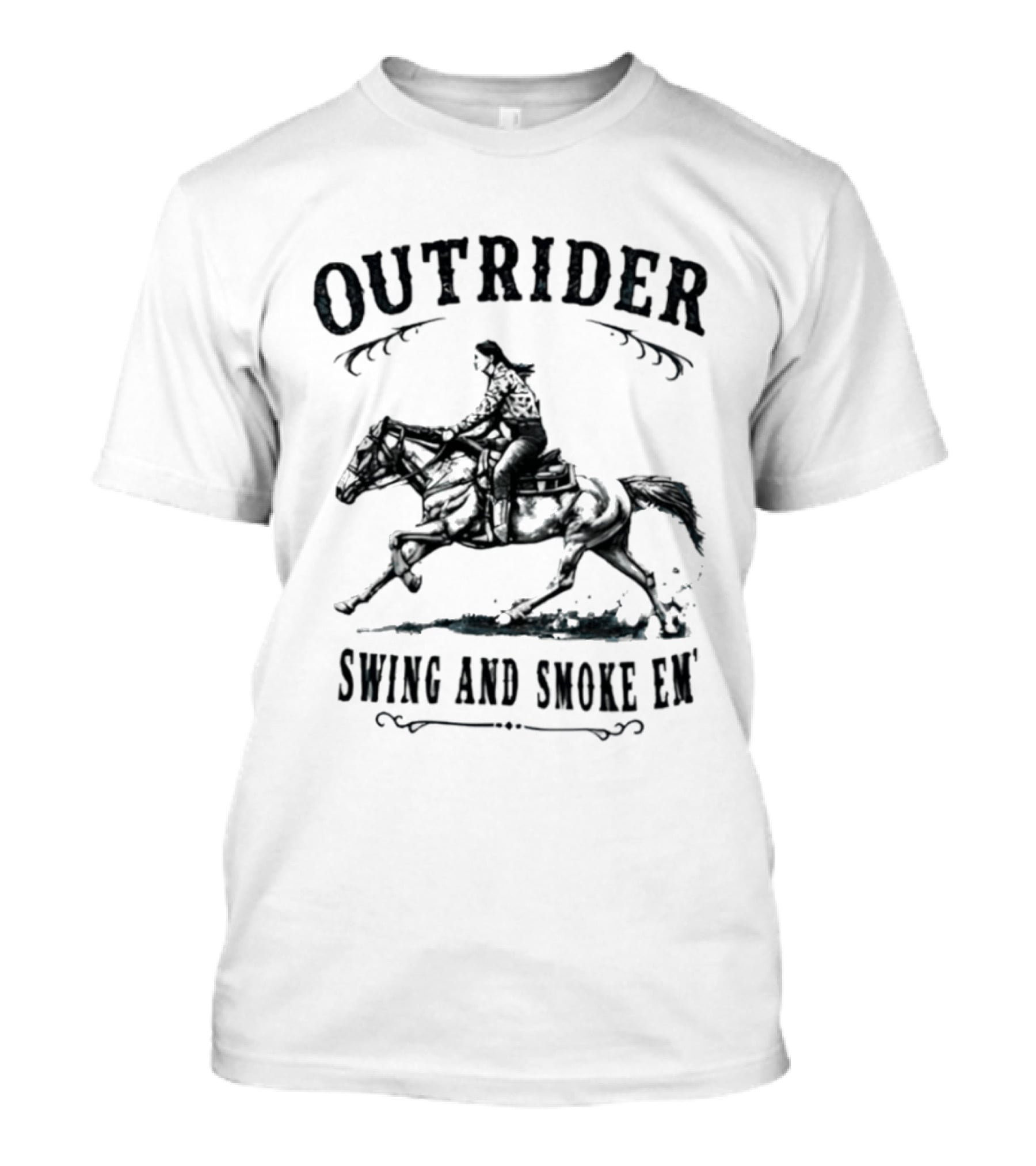 Outrider Swing And Smoke Em Cowgirl Horseback Riding Adventure T-Shirt