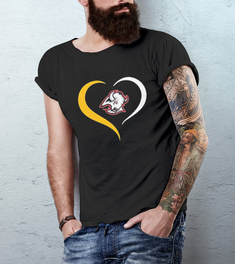Buffalo Heart With Buffalo Head And Dual Heart T-Shirt