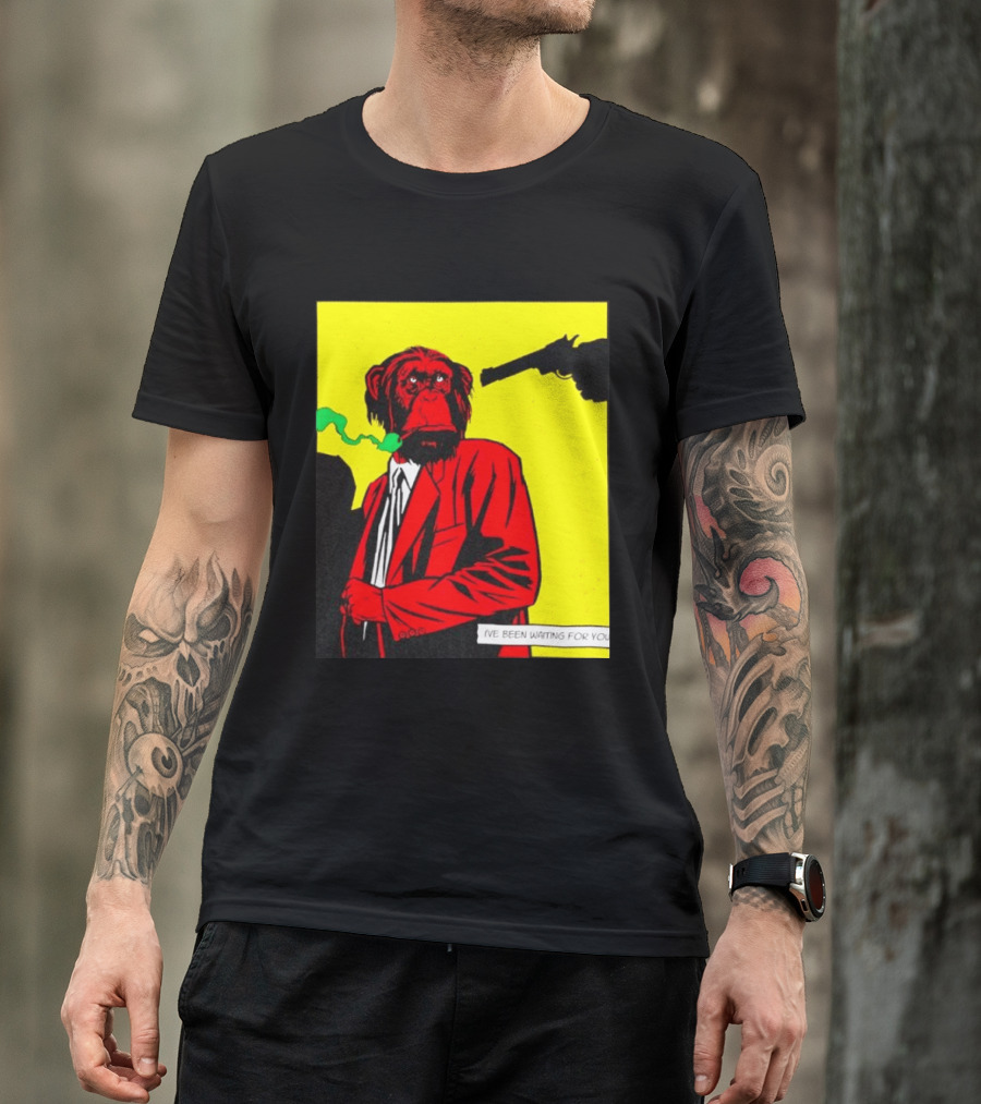Chimpanzee Hitman Smoking Scene I've Been Waiting For You T-Shirt