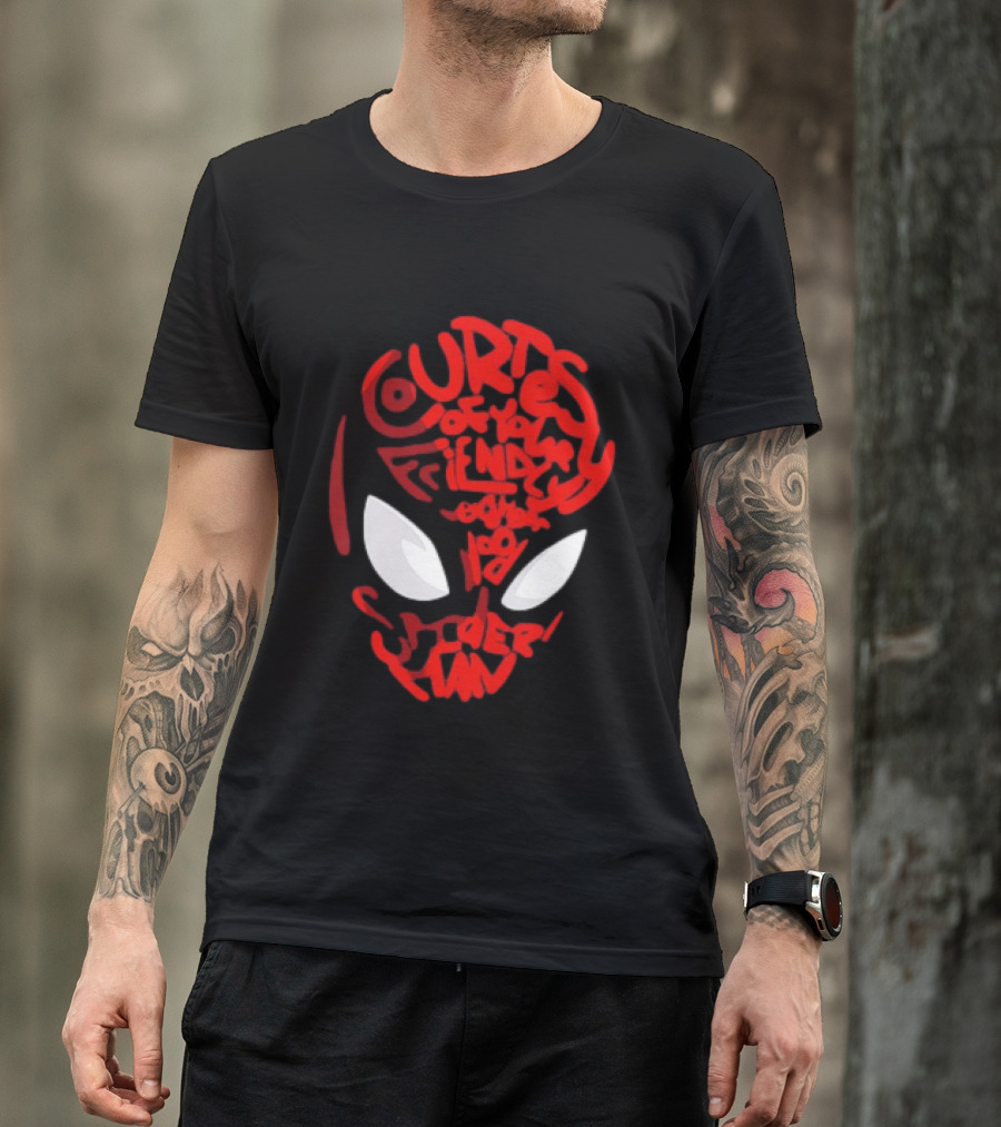 Courtesy Of Your Friendly Neighborhood Spider Man Face T-Shirt