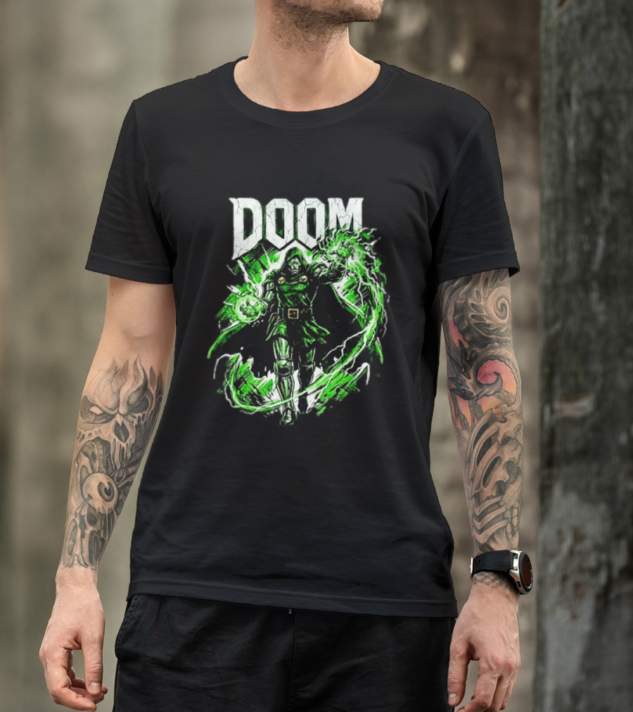 Doctor Doom Lightning Villain Power Display T-Shirt