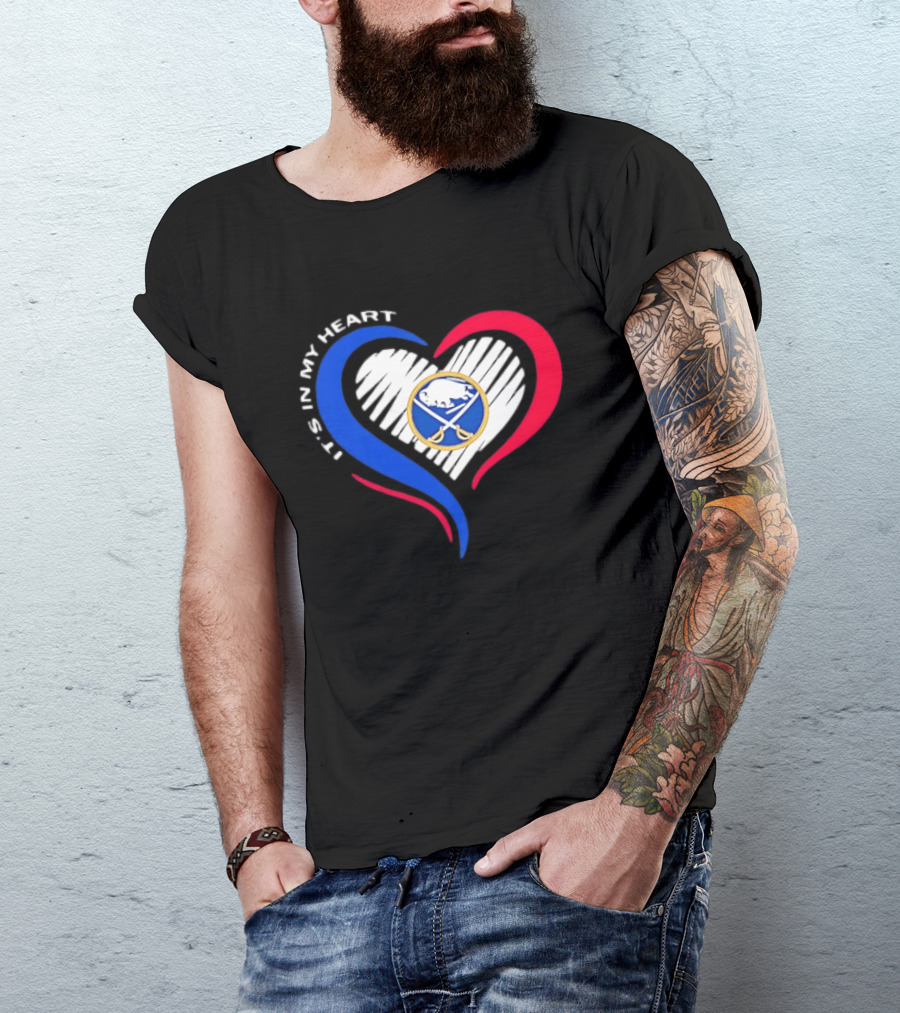 Buffalo Sabres It's In My Heart Blue And Red Heart Shape T-Shirt
