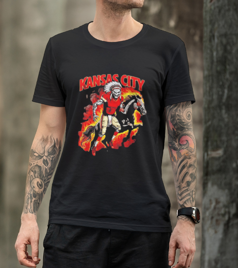 Kansas City Skeleton Player Riding Flaming Horse T-Shirt