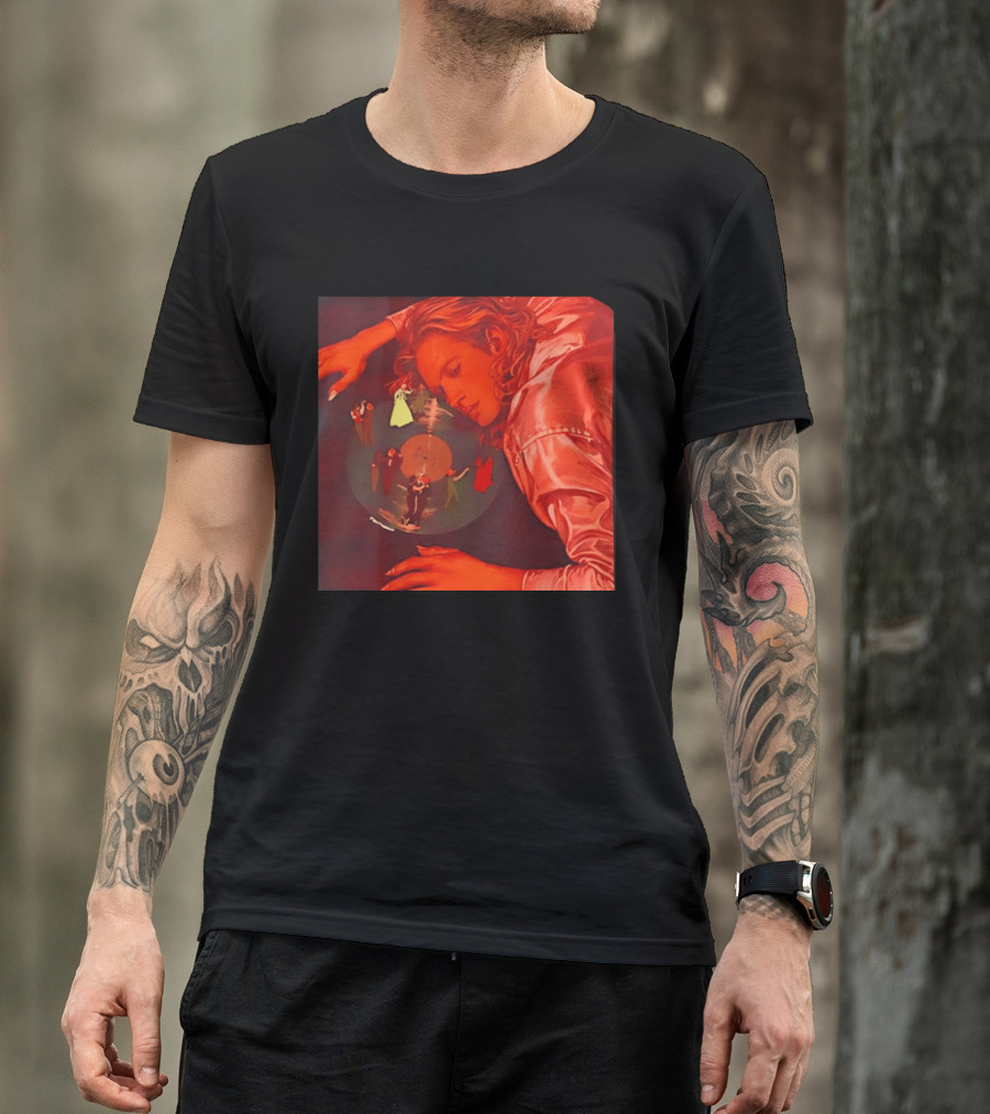 Vinyl Dreams Young Man Resting With Dancing Figures T-Shirt