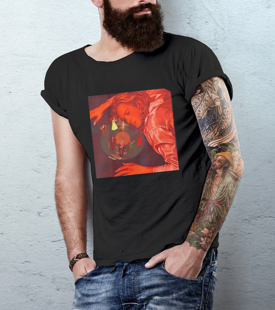 Vinyl Dreams Young Man Resting With Dancing Figures T-Shirt