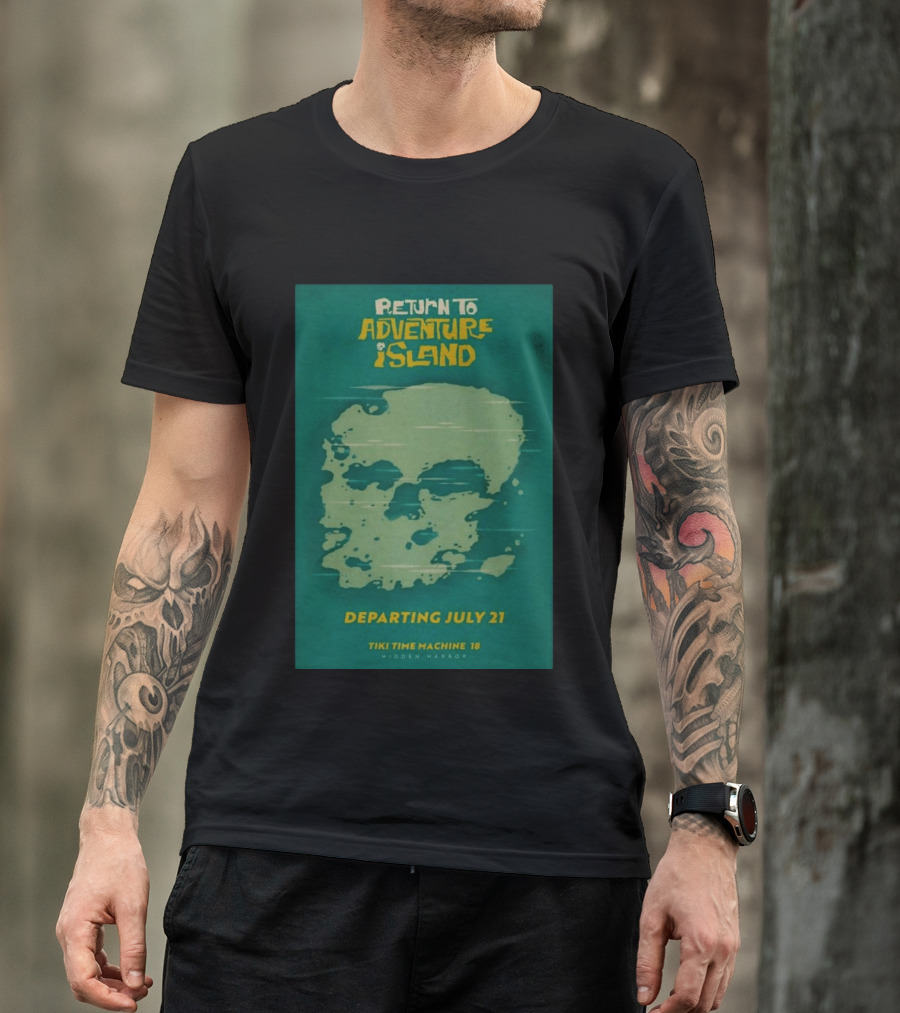 Return To Adventure Island Tiki Time Machine 18 Departing July 21 Hidden Harbor T-Shirt
