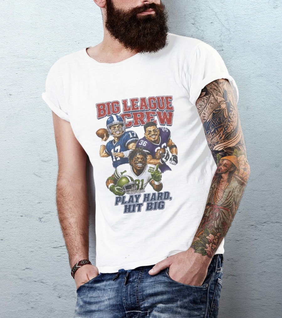 Big League Crew #17 Rocket #36 Bruiser #81 Flash Play Hard Hit Big Football Players T-Shirt