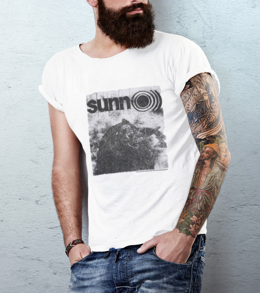 Sunn O))) Brain Dead Collaboration Black And White Distressed T-Shirt