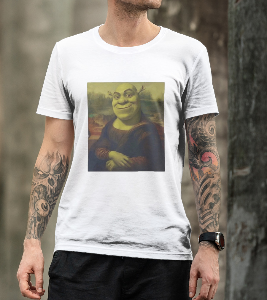 Shrek Mona Lisa Crossover Painting T-Shirt