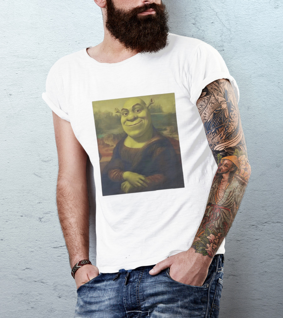 Shrek Mona Lisa Crossover Painting T-Shirt