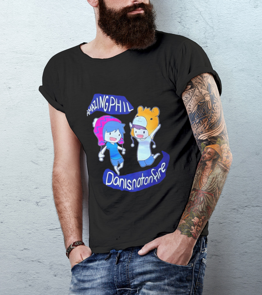 Amazing Phil Danisnotonfire Cartoon Characters Jumping T-Shirt