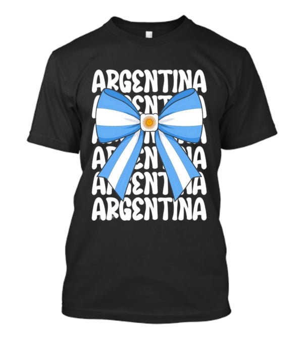 Argentina Flag Blue And White Bow Ribbon T-Shirt