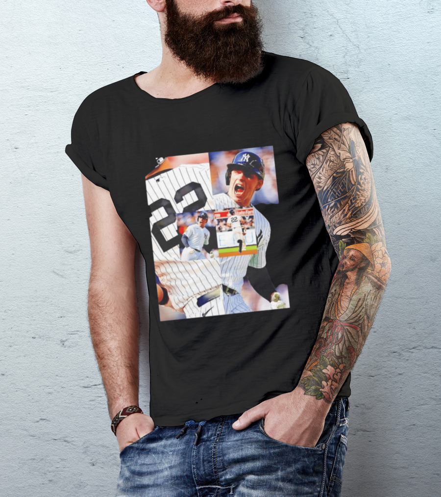 Harrison Bader No 22 Yankees Pinstripe Collage With Action Shots T-Shirt