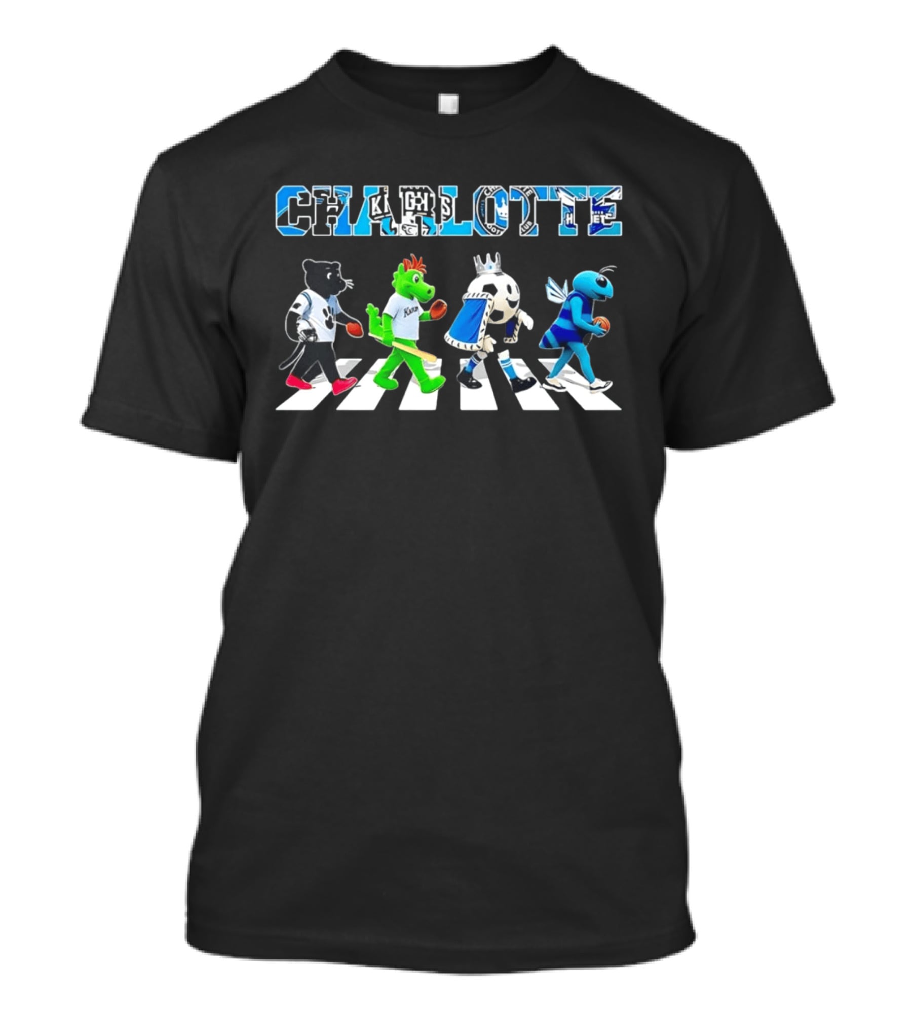 Charlotte Mascots Abbey Road Carolina Panthers Knights FC Hornets T-Shirt