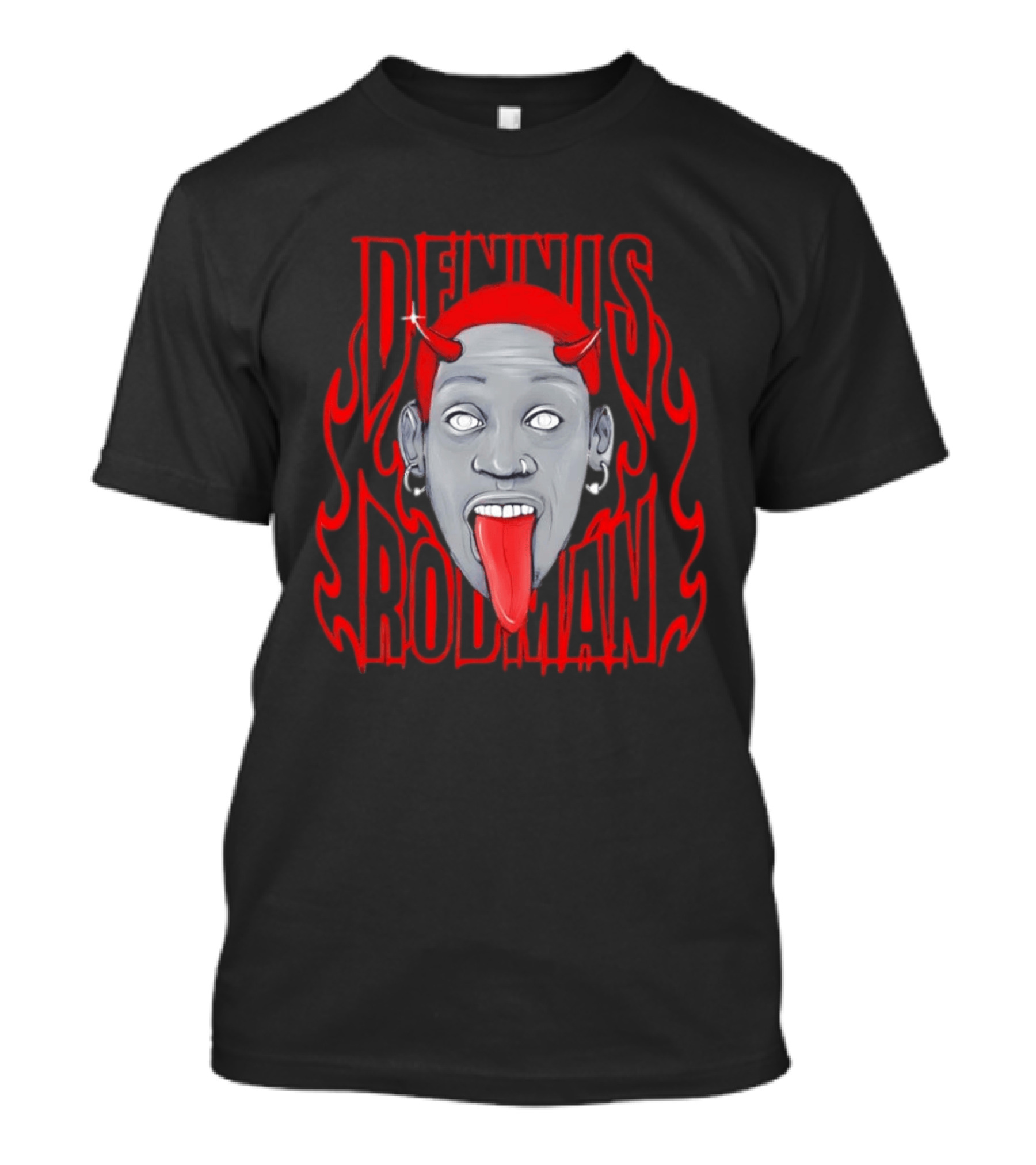 Dennis Rodman Red Horns Fire Flame T-Shirt