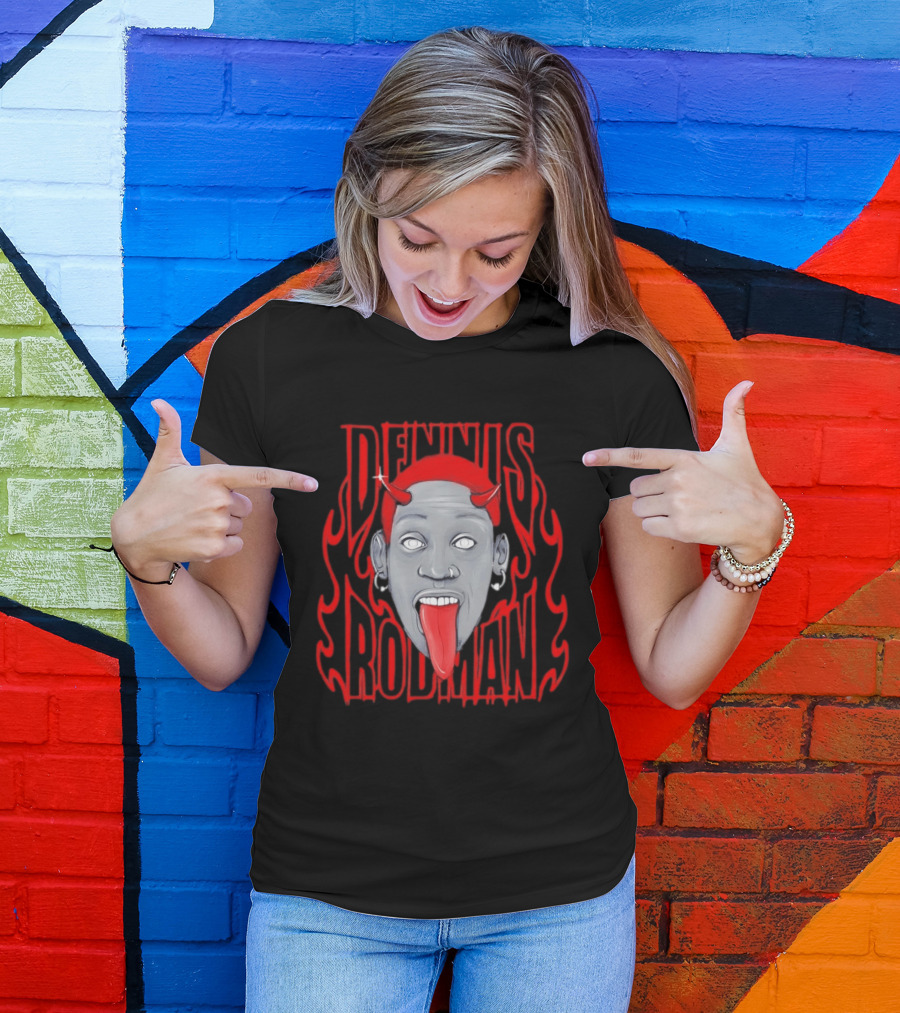 Dennis Rodman Red Horns Fire Flame T-Shirt