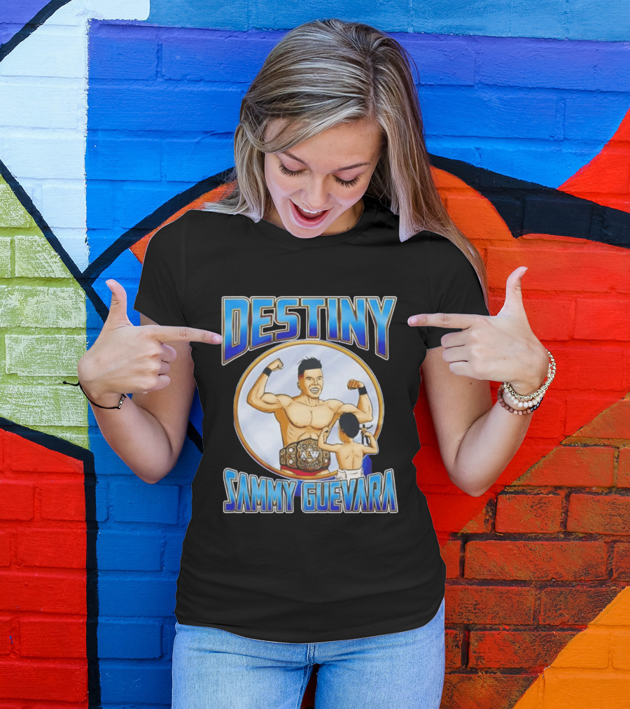 Destiny Sammy Guevara Flexing With Baby Holding AEW Wrestling Action Figure T-Shirt