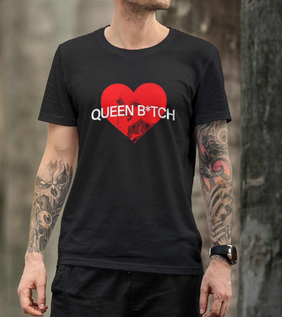 Queen B*tch Bold Typography Houston Hardcore Heart T-Shirt
