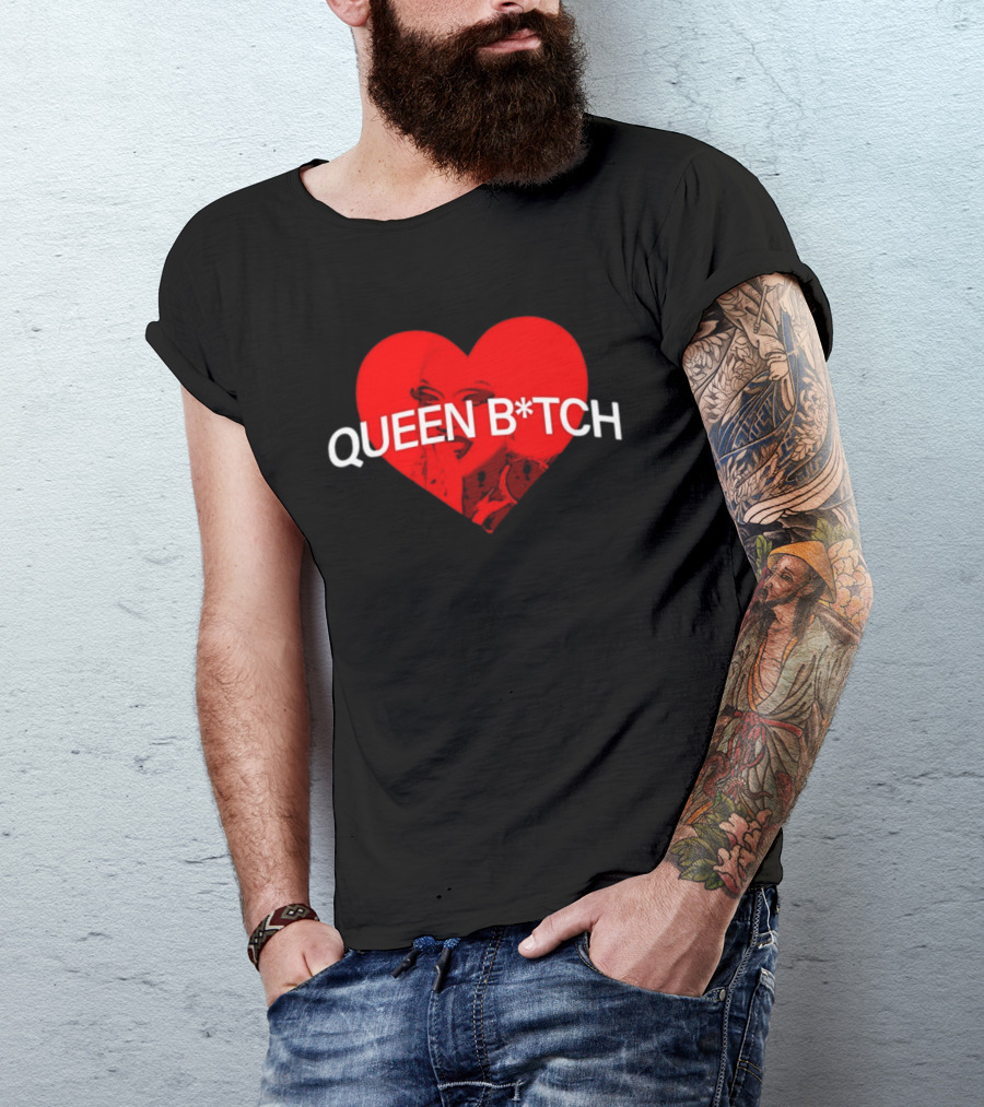 Queen B*tch Bold Typography Houston Hardcore Heart T-Shirt