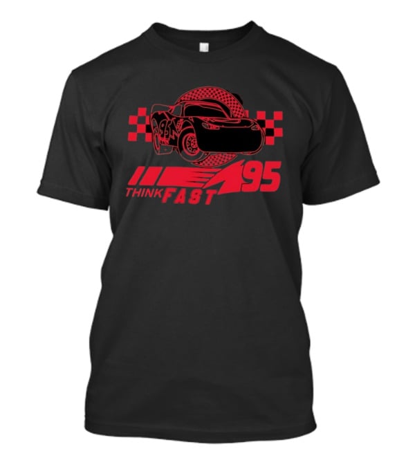 Lightning McQueen Think Fast 95 Racing Car Neon Red T-Shirt
