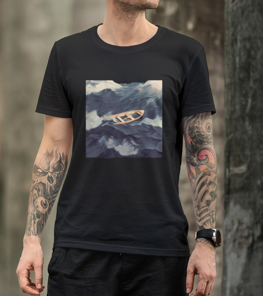 Morat Store Demasiado Lejos Boat On Stormy Seas Crewneck T-Shirt