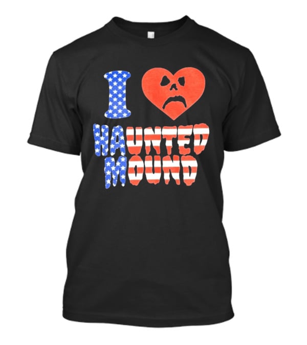 I Heart Haunted Mound USA American Flag Skull T-Shirt