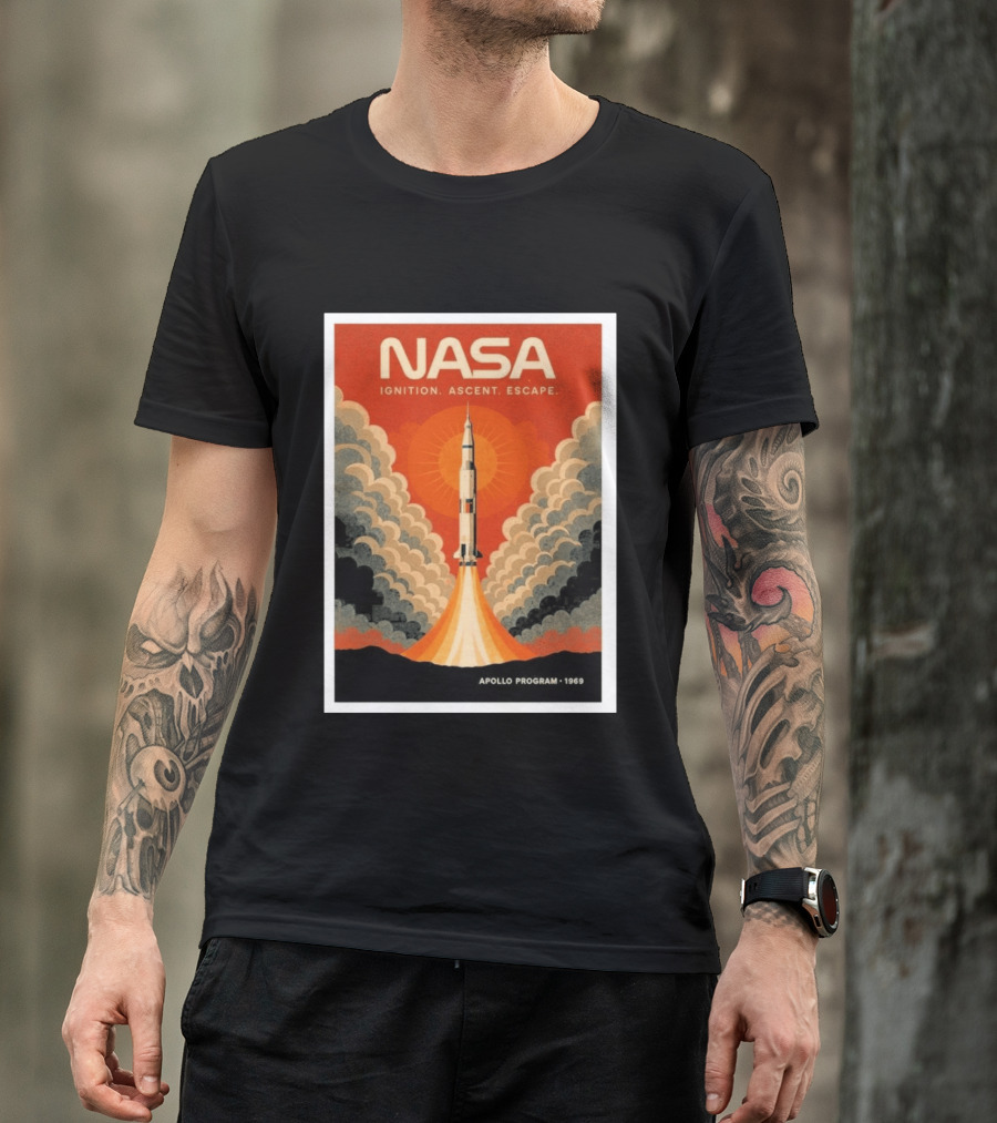 NASA Ignition Ascent Escape Apollo Program 1969 Rocket Launch T-Shirt