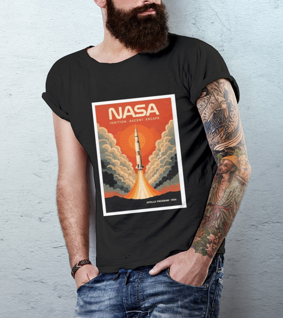 NASA Ignition Ascent Escape Apollo Program 1969 Rocket Launch T-Shirt