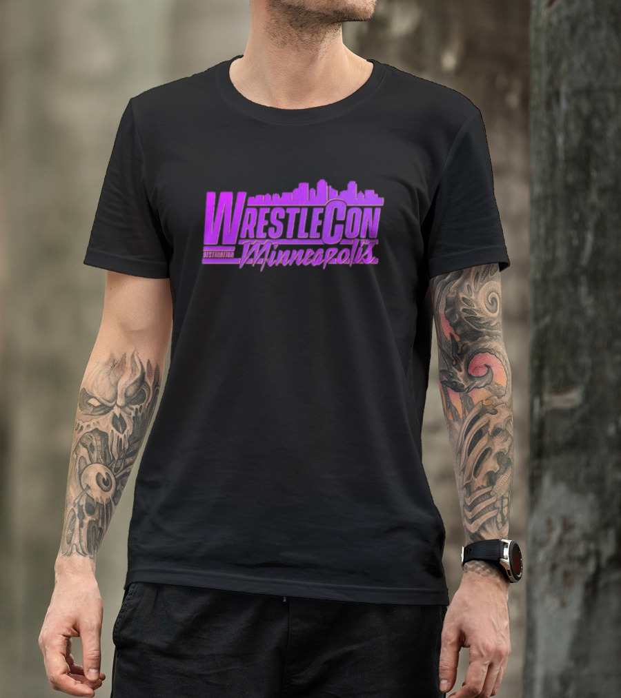 WrestleCon Destination Minneapolis Professional Wrestling Event Skyline T-Shirt