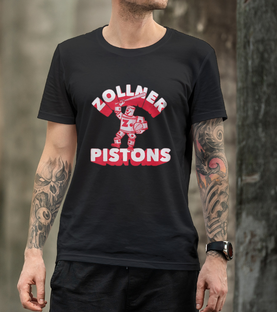 Zollner Pistons Vintage Robot Baseball Character NBA History T-Shirt