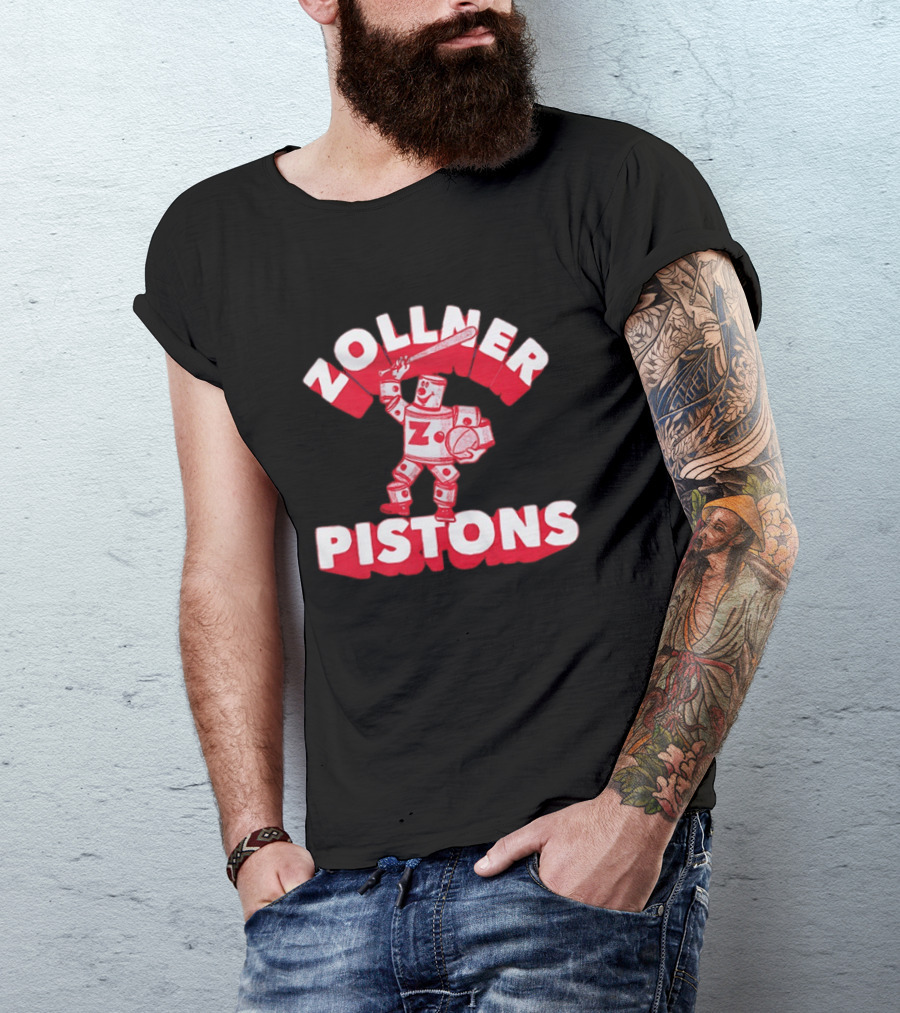 Zollner Pistons Vintage Robot Baseball Character NBA History T-Shirt