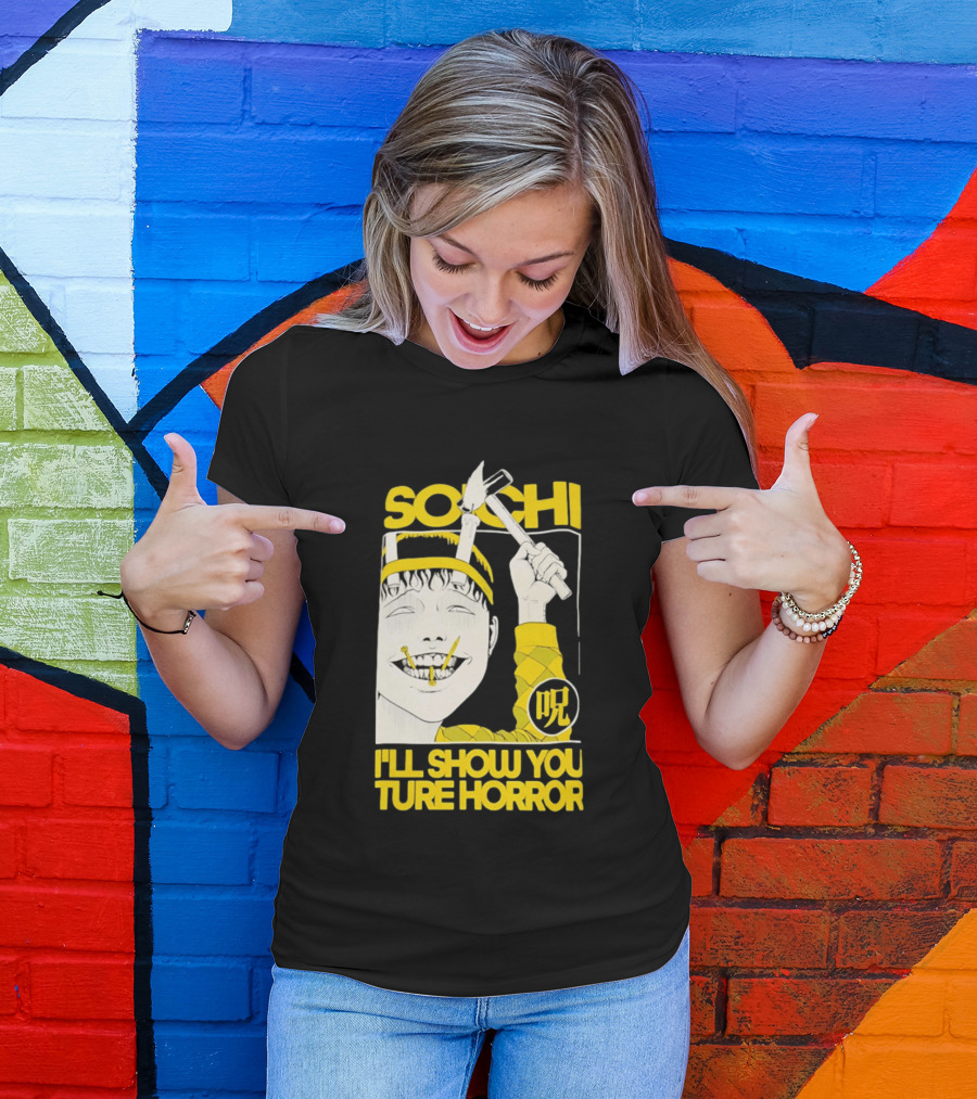Soichi I'll Show You True Horror Junji Ito Manga Character Creepy Smile Yellow T-Shirt
