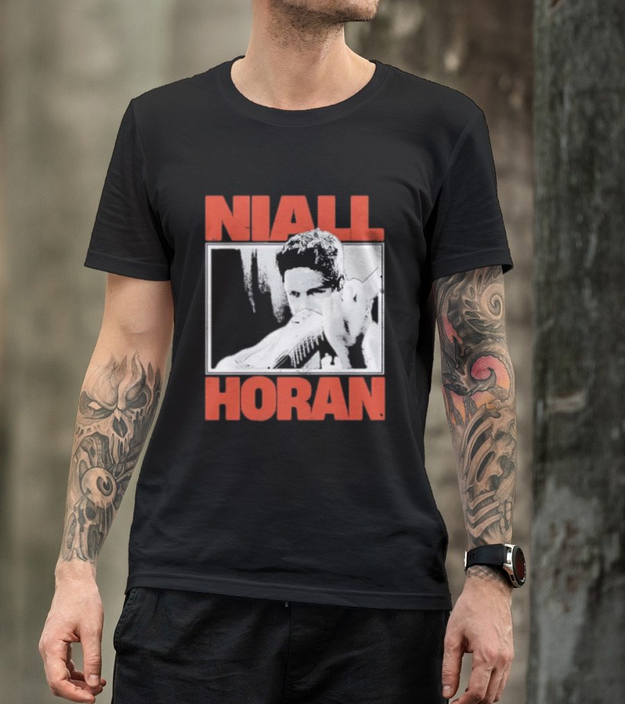 Niall Horan Playing Guitar Black And White T-Shirt