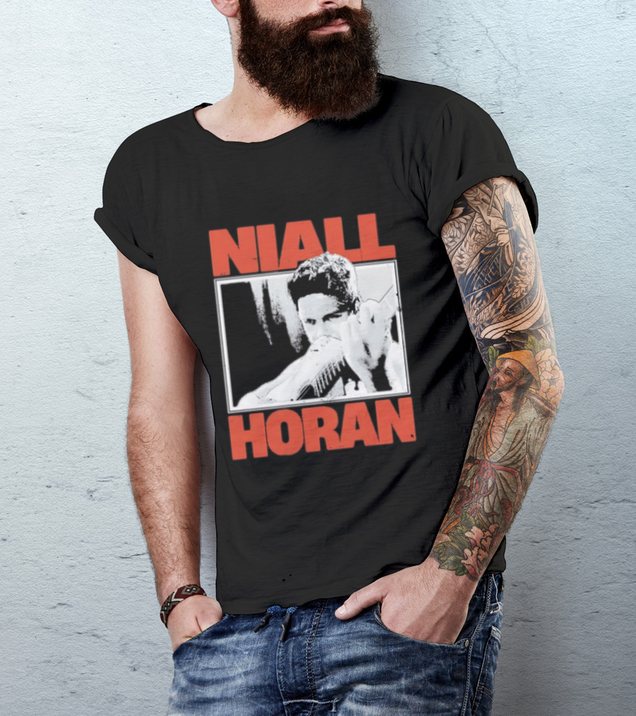 Niall Horan Playing Guitar Black And White T-Shirt